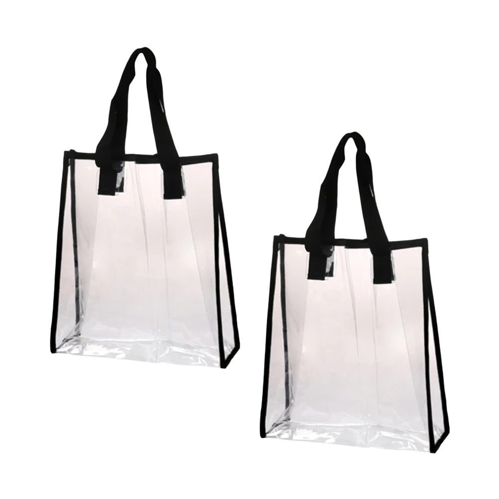 

2 pcs Waterproof Pvc Handbag Clear Tote Bag Oil-Proof Transparent Lightweight Large Capacity Shopping Bag For Women 33X22X10Cm