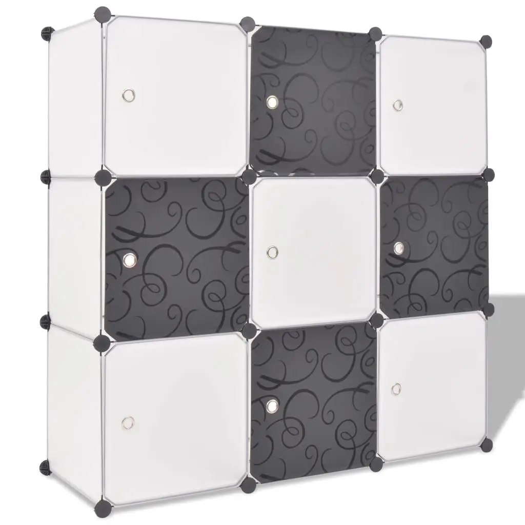 9-Compartment Black & White Storage Cube Organizer - Stylish Space Saver for Home Organization