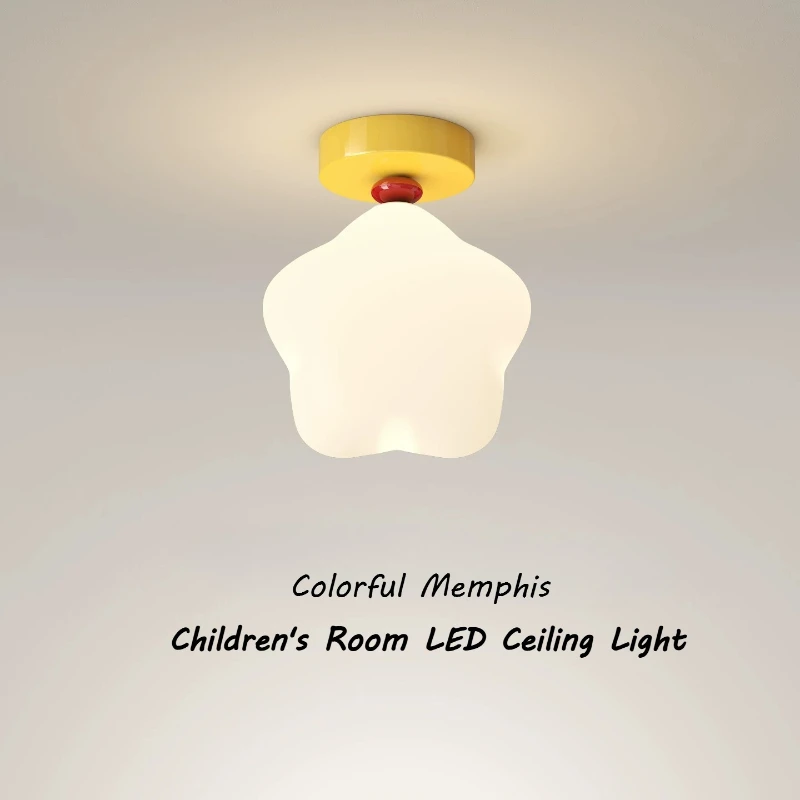 Colorful Memphis Children's Room LED Ceiling Lights star Corridor Aisle Lamp Girl Boy Room lights Bedroom Decor Ceiling Lamps
