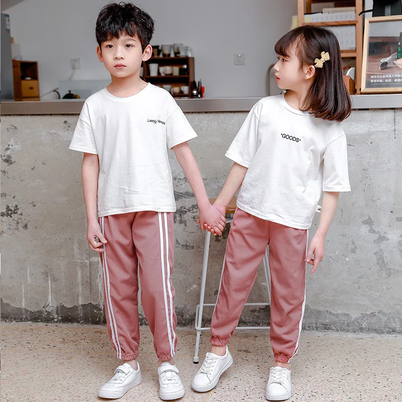 Children's Summer Solid Color Basic Sports Pants Boys Casual Joker Elastic Waist Girl Sweet And Lovely Mosquito Pants