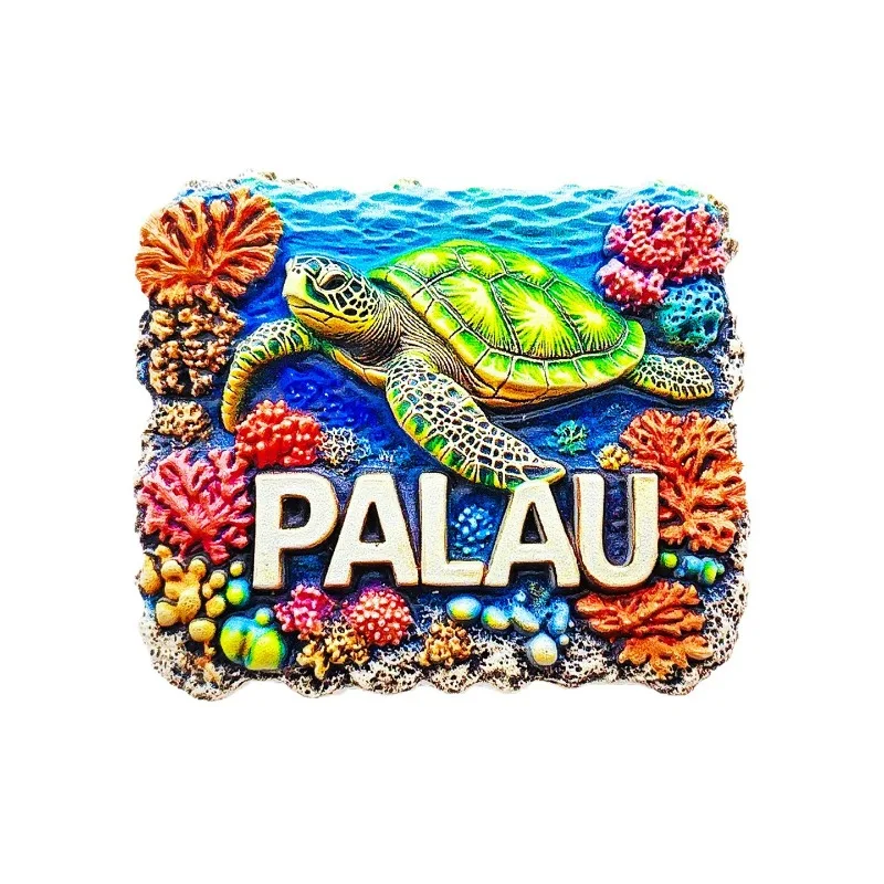 بالاو المرجان الشعاب المرجانية السلحفاة مغناطيس الثلاجة - ثلاثية الأبعاد الحرم البحري تذكارية ديكور المحيط الاستوائي هدية فريدة من نوعها المحيط الهادئ