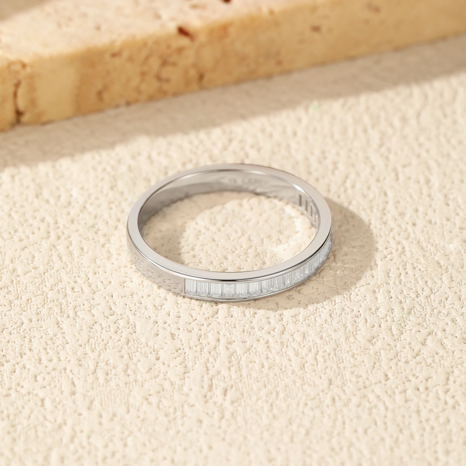 موديان المبهر D اللون مستطيل مويسانيتي تكويم خواتم 925 فضة الخلود الفرقة خواتم للنساء غرامة مجوهرات