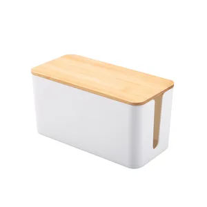 Cable Storage Box Wooden Power Line Storage Case Dustproof Charger Socket Organizer Wire Case Home Cable Winder Organizer 3 best sales unfinished wood boxes - №3