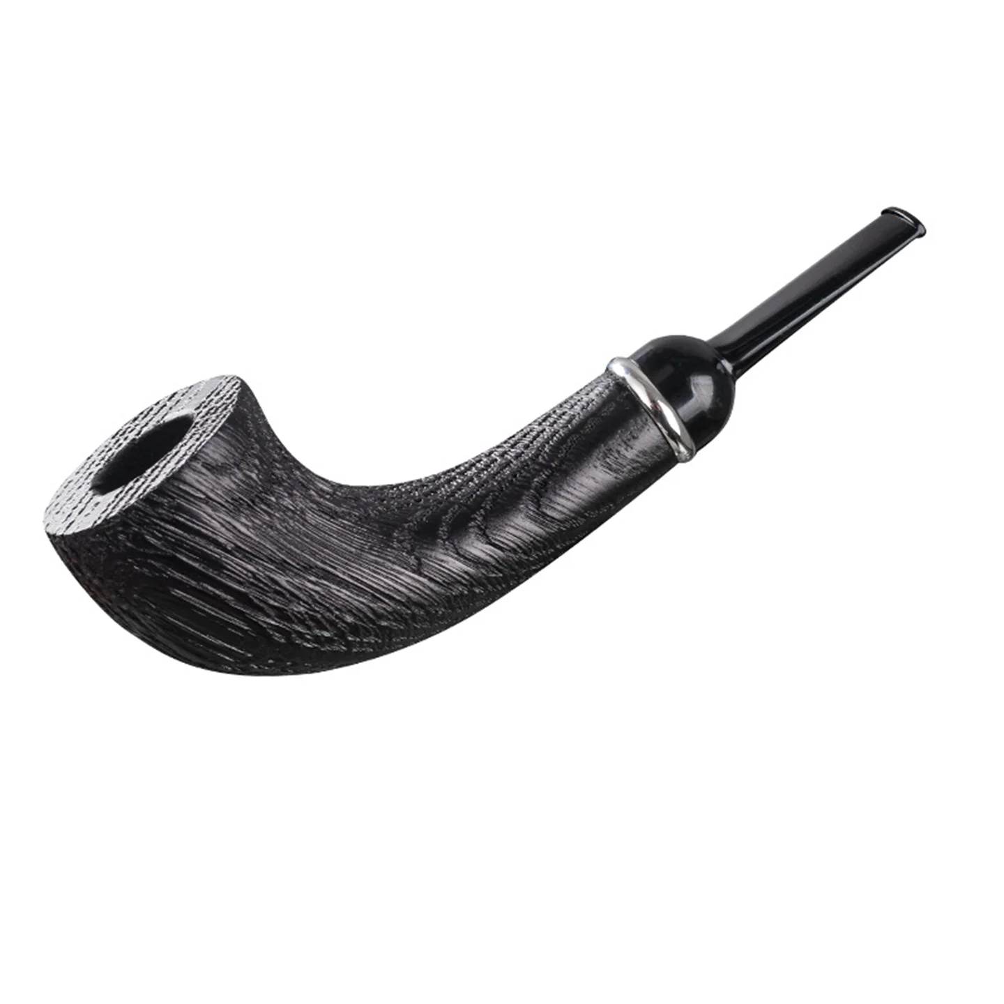 

Oak Wood 9mm Filter Horn Pipe For Cut Tobacco Bent Handle Handmade Smoking Pipe With Accessory Retro Gentleman Father's Gift