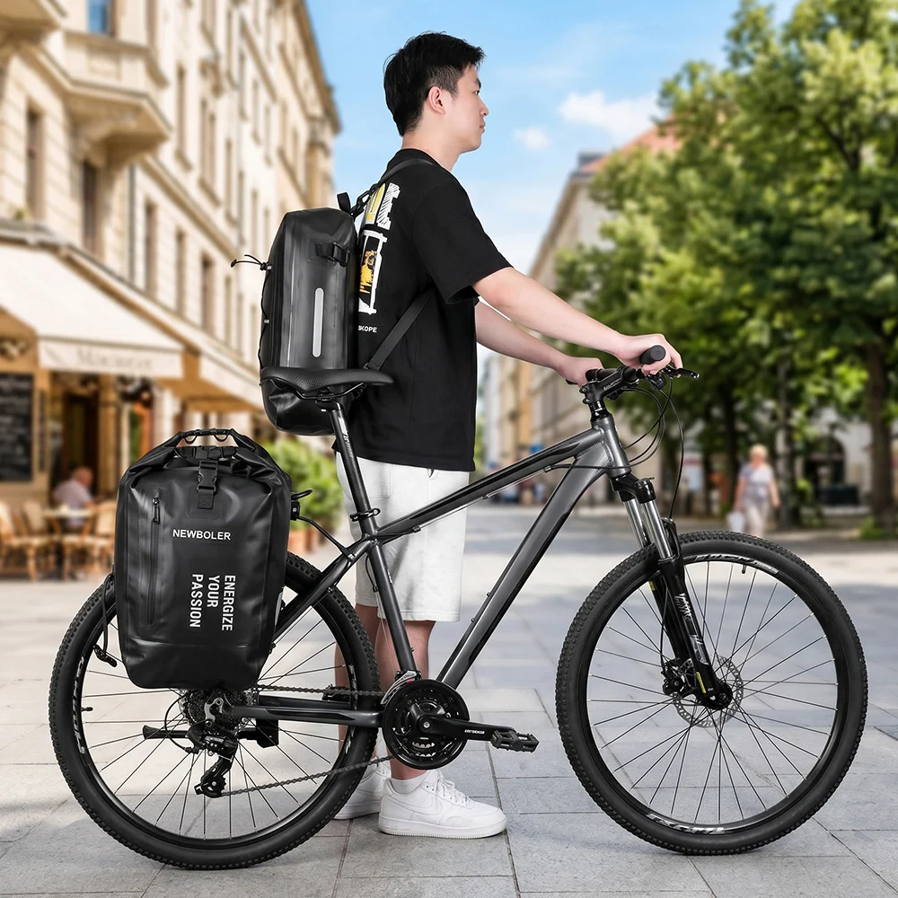 NEWBOLER 75L 3-in-1 Wasserdichte Fahrrad-Gepäckträgertasche MTB Rennrad-Tasche Große Kapazität Reisegepäckträger Satteltasche – Detail 15