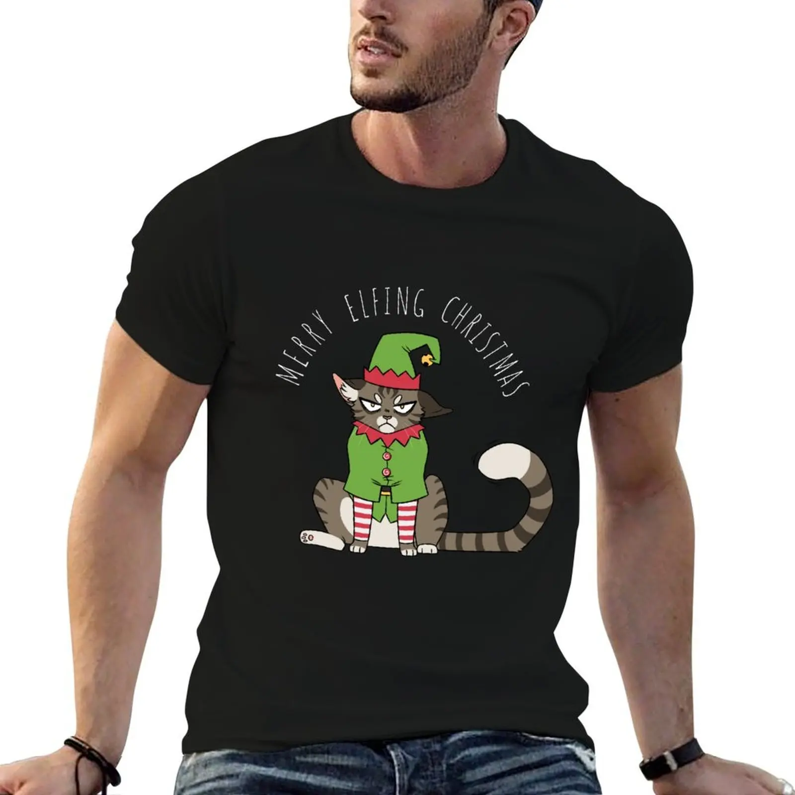 

Merry Elfing Christmas T-Shirt man t shirt cotton t shirts for man slim fit T-Shirt