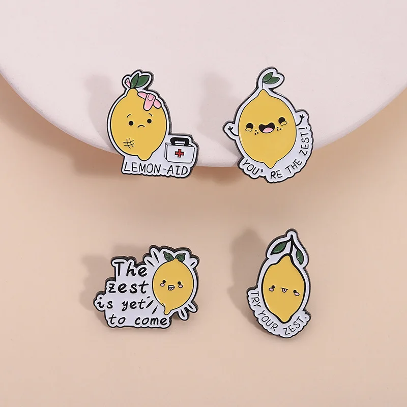 دبابيس الليمون الجميلة للنساء للجنسين المينا الأصفر الليمون الفواكه التلبيب دبوس ظهره الملابس شارات المجوهرات الكرتون #6