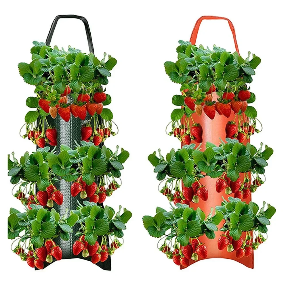 Bolsa de cultivo colgante de pared de tela con 8 agujeros, maceta para vivero de hierbas y fresas, contenedor de cultivo de vegetales y flores para