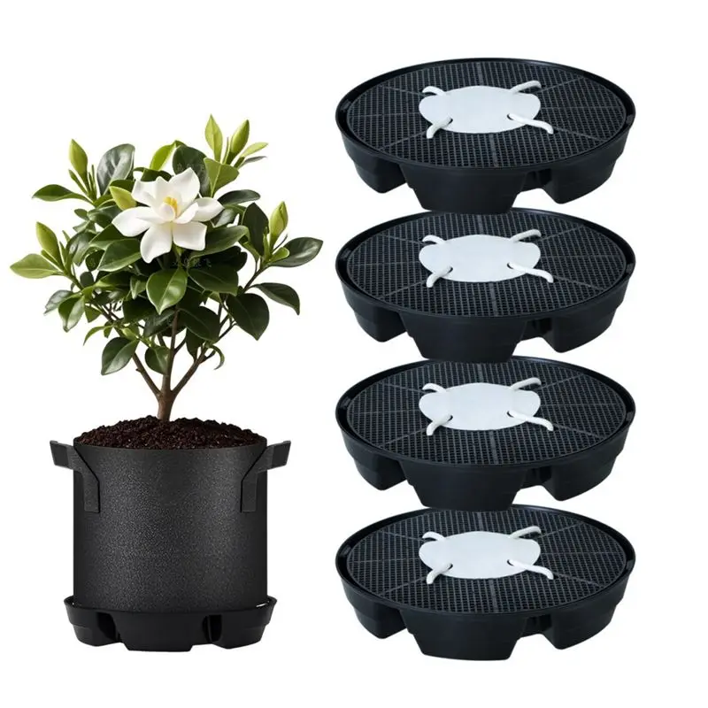 

ABHI-4Pcs Self-Watering Plant Saucers For Indoors,Plant Saucer Stand Auto Watering System Fabric Pot Base With 1Pc Grow Bag