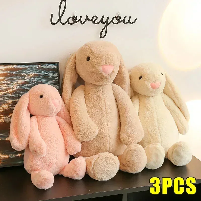 Unisex Soft Cotton Stuffed Rabbit Plush Toy Long Ear Easter Bunny Sleeping Mate Birthday Gift Cute Essential