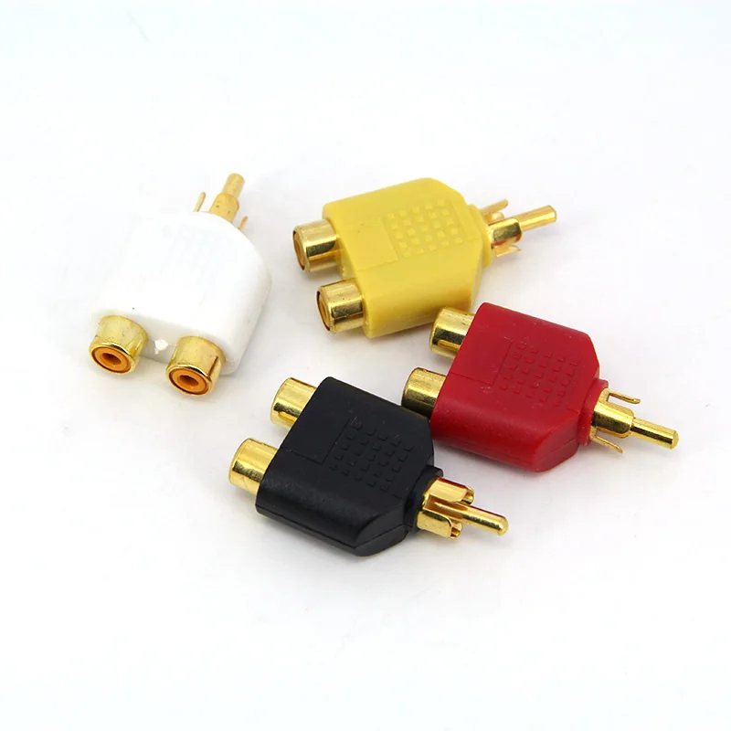 1 uds/4 Uds chapado en oro Audio Video 1 Rca macho a 2 rca hembra 2-RCA convertidor divisor AV acoplador conector adaptador enchufe