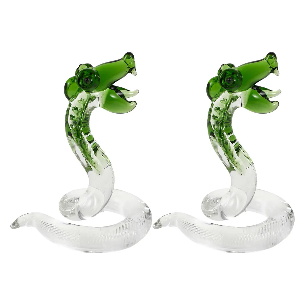 

2pcs Crystal Snake Figurines Glass Decorations for Room Desk Tiny Animals