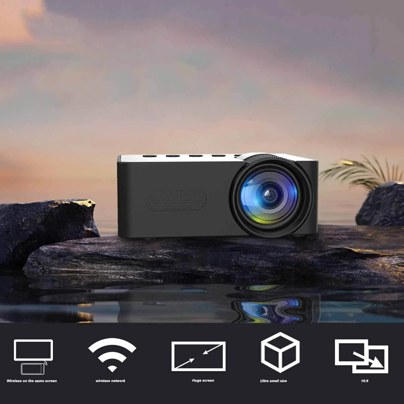 Proyektor Mini Multifungsi HD 1080P Proyektor Video Home Theater untuk Proyektor Portabel Dalam Ruangan dan Luar Ruangan