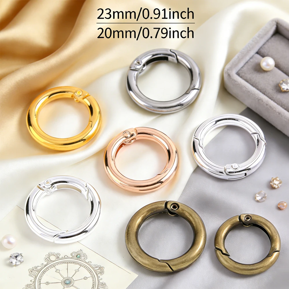 10Pcs 20-23mm Metal Spring Clasp Carabiner, O Rings Snap Hook Keychain for DIY Bag Purse Luggage & Jewelry Making Supplies