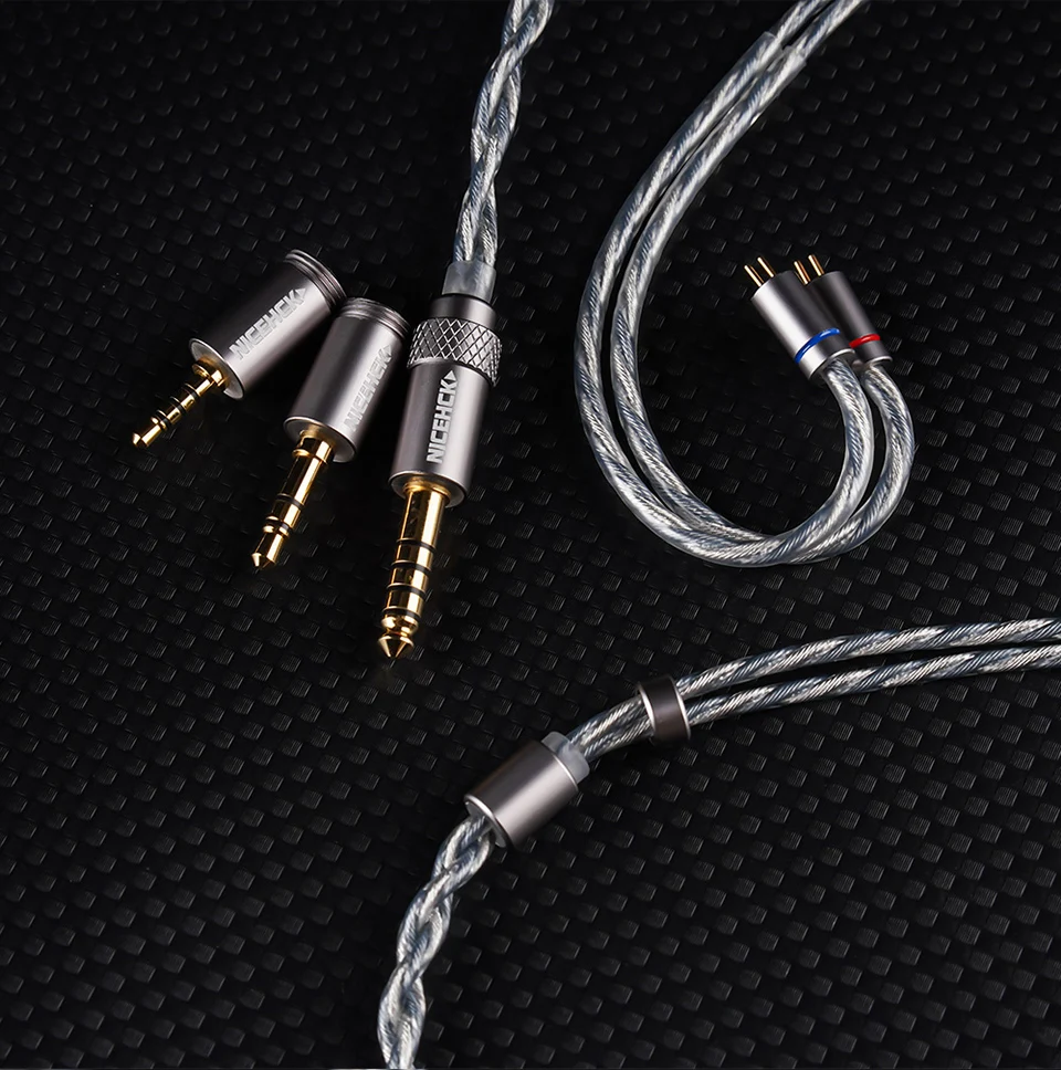 NICEHCK BlueLuna versilberte OFC flache 2-polige HiFi-Kopfhörer-Upgrade-IEM-Kabel 3-in-1 abnehmbare Stecker für HIMALAYA NX8 DaVinci – Detail 8