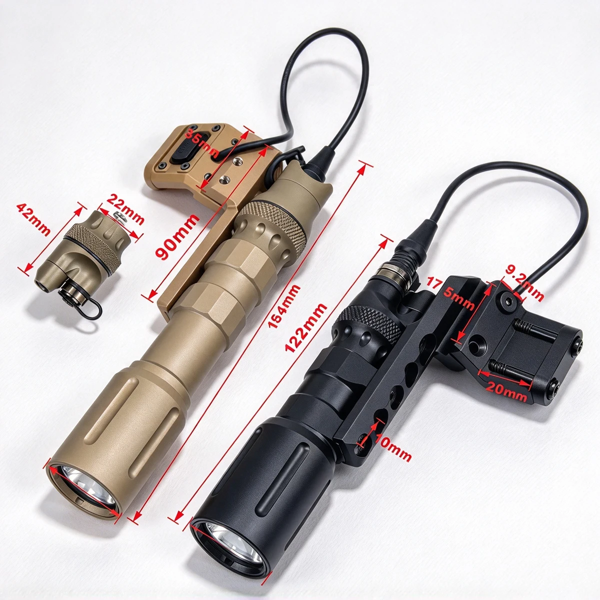 Tactical Flashlight High Power 1000/1300 Lumens Scout Light Button Switch Light UNITY Base Airsoft Hunting Gear Offset Mount