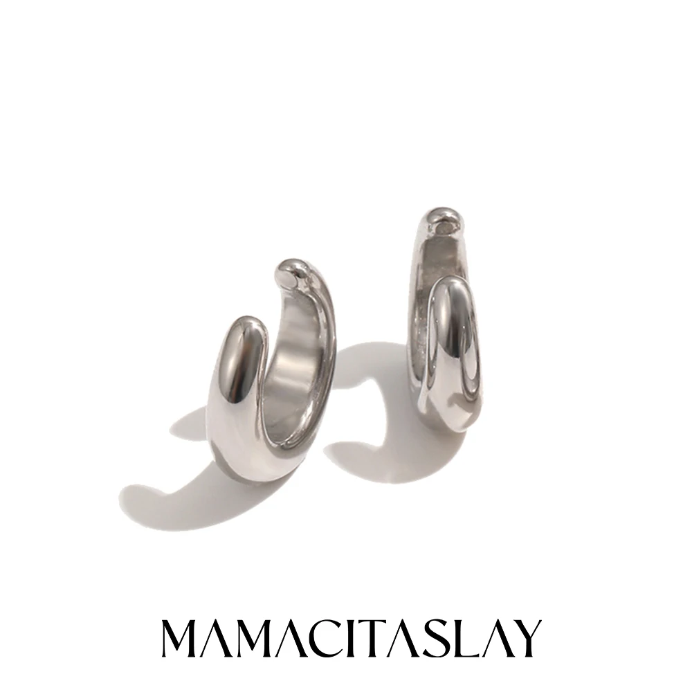 Glowshe Exquisite 316L Stainless Steel C-Shaped Clip Earrings Waterproof Minimalist PVD Elegant Jewelry For Women Daily Wear