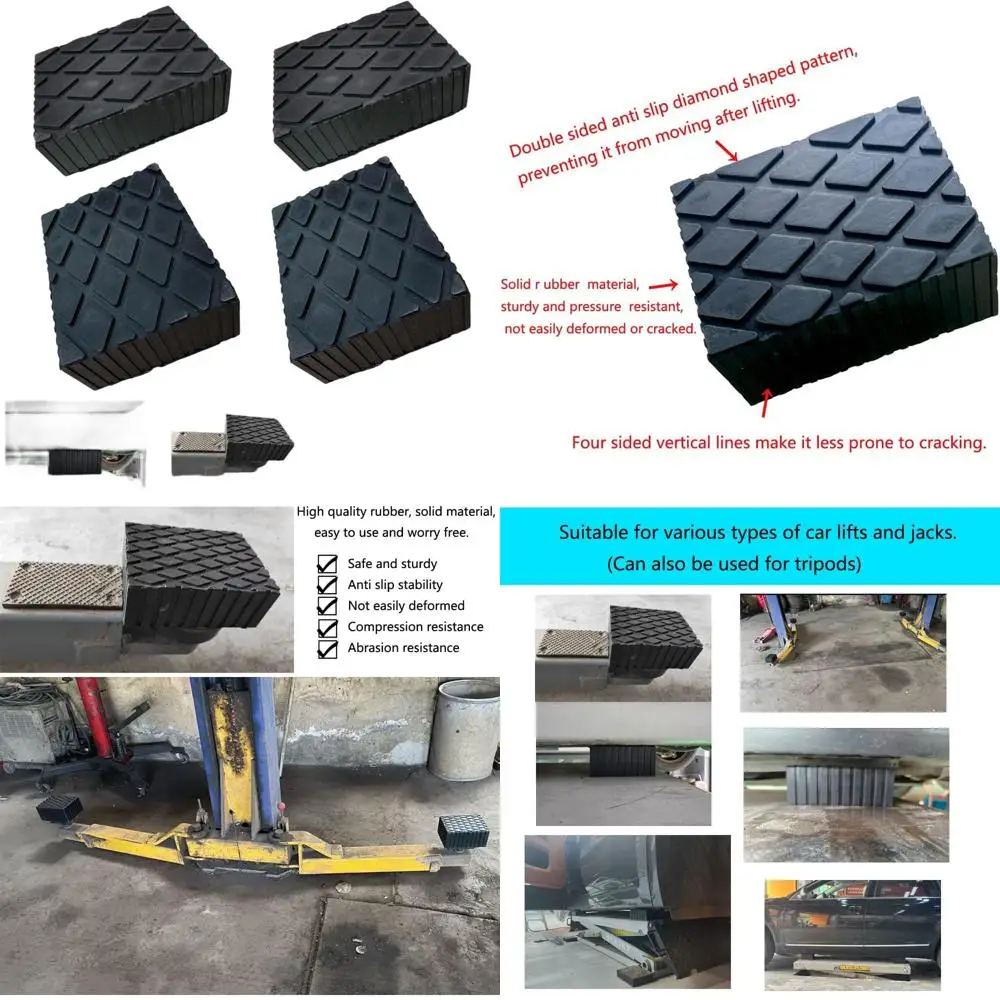 

4pcs Solid Rubber Lit Pads, Compatible with Car Lifts, Jacks, 6-3/8 x 4-3/4 x 2