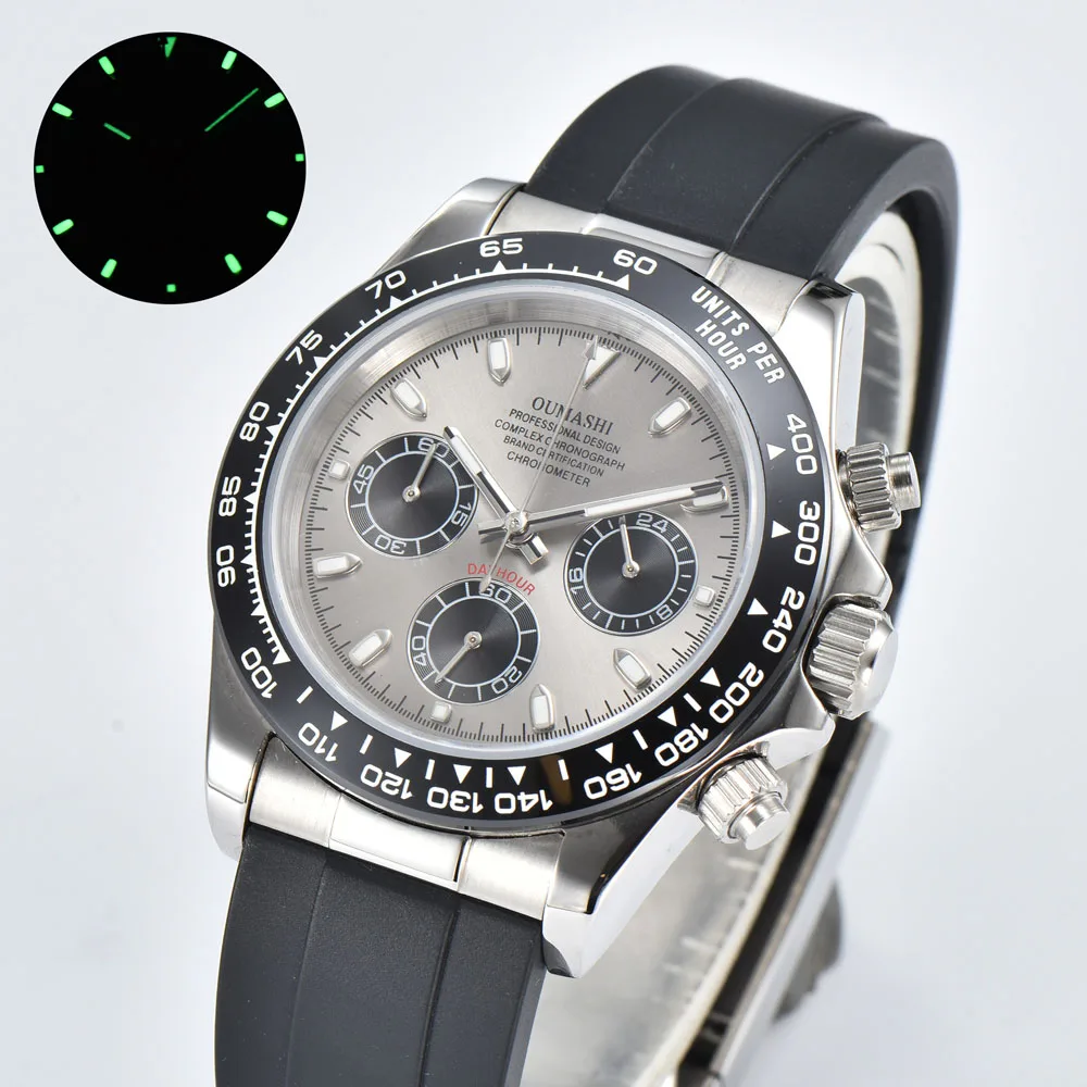 Relojes de pulsera de cuarzo VK63 de lujo de 39,3 mm para hombres con caja de cristal de zafiro de acero inoxidable Movimiento de cuarzo VK63 logotipo personalizado