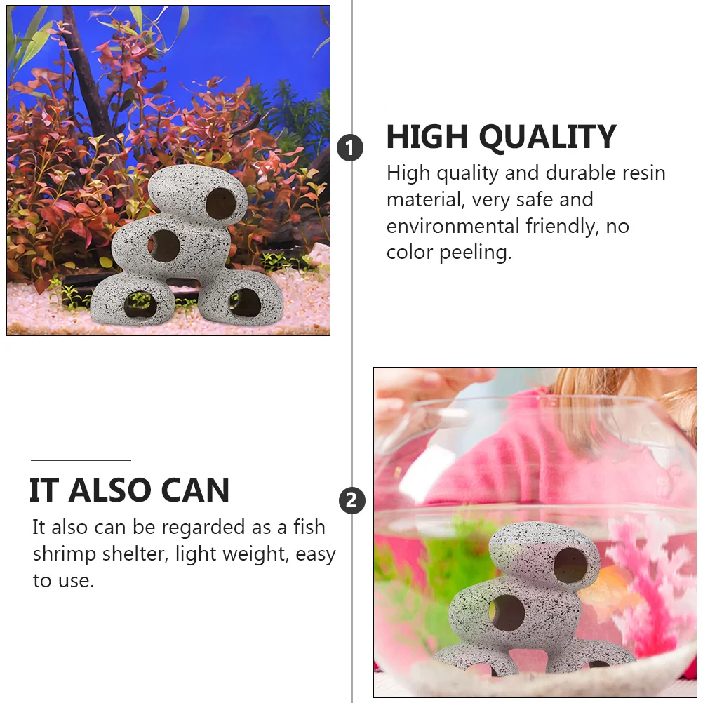 

2Pcs Aquarium Resin Stone Decor Realistic Fish Hideaway Shelter Non-Fading Lightweight Resting Spot for Fish Tank Landscaping