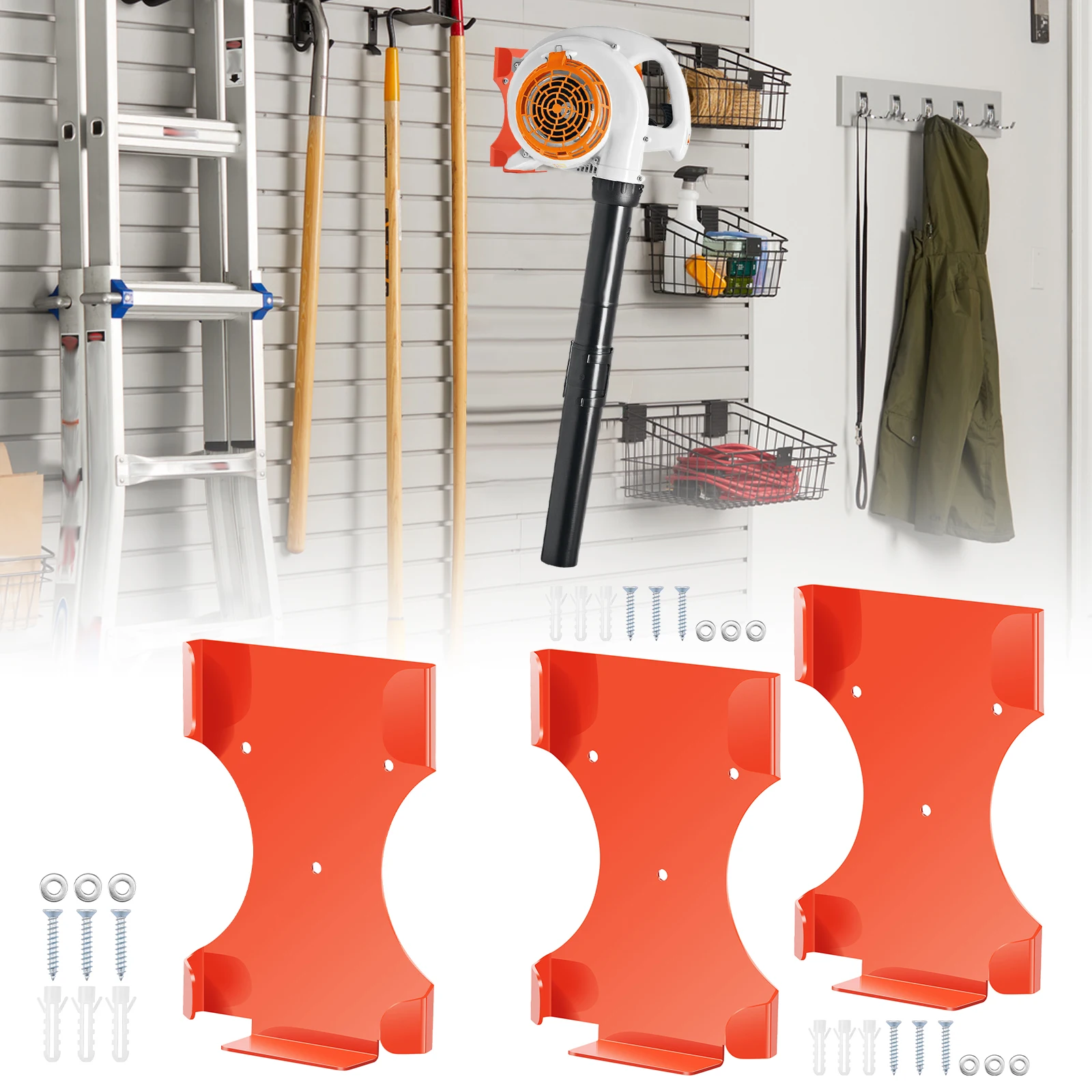 Steel Leaf Blower Storage Rack Stable Support Blower Wall Mount Bracket Space Saving for Garage with BG-50