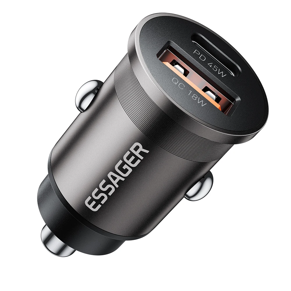 Essager 45W Mini USB Car Charger QC 3.0 PD 3.0 SCP AFC USB Type C Car Mobile Phone Charger For iPhon