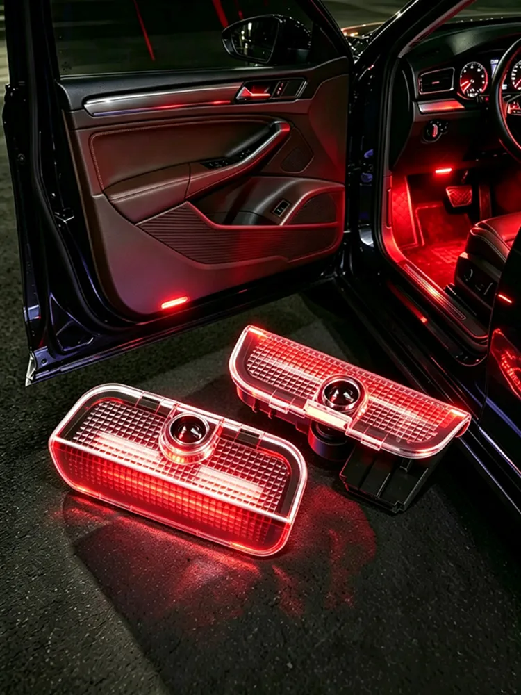 2PCS LED Car Door Interior Logo Warning Welcome Light Accessories For Porsche Cayenne 92A MK2 958 911 Macan 95B Boxster 981 982