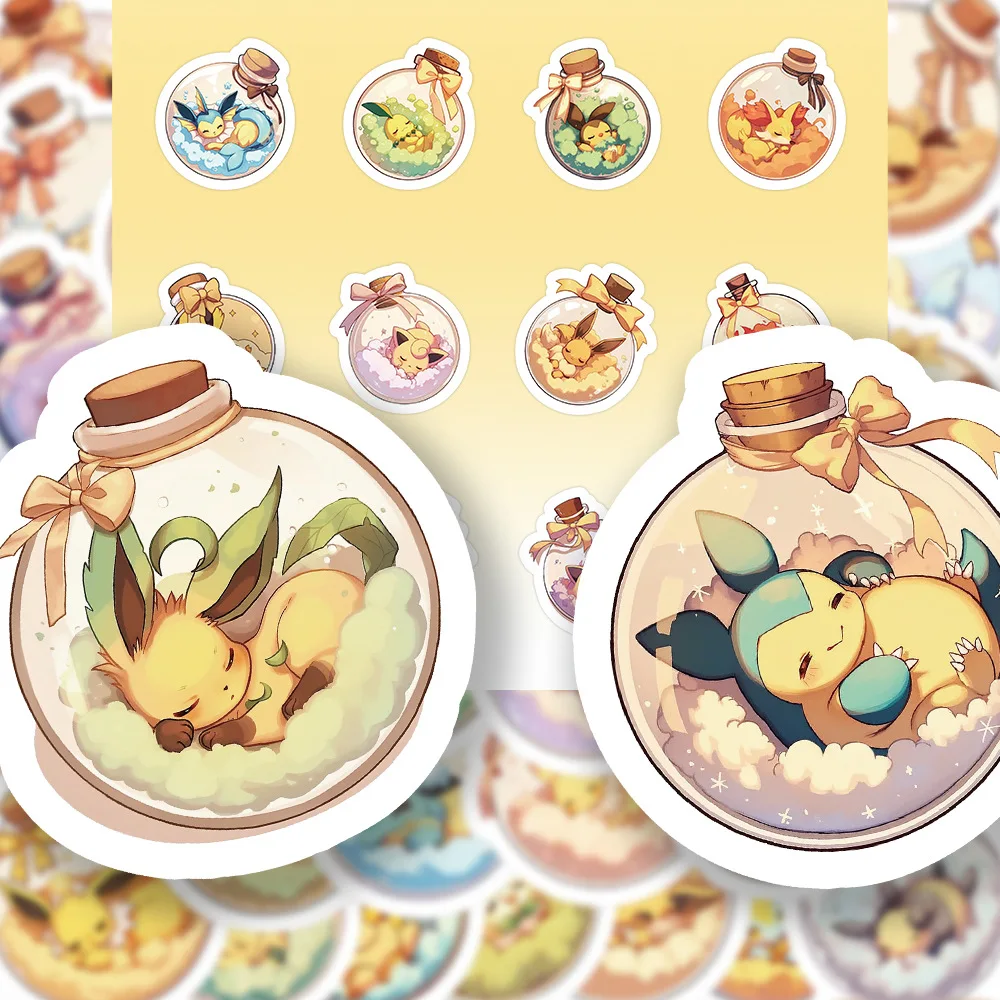 54 قطعة الكرتون بوكيمون الانجراف زجاجة البوكيمون الكتابة على الجدران ملصق تزيين دفتر المحمول ملصق مضاد للمياه اللعب الهدايا