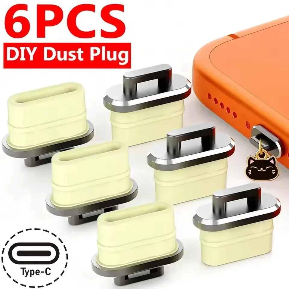 Anti-Dust Plug Charge Port DIY Dust Plug for iPhone 17 16 Samsung Type-C Plugs Stopper Protection Cap Phone Pendant DustPlug