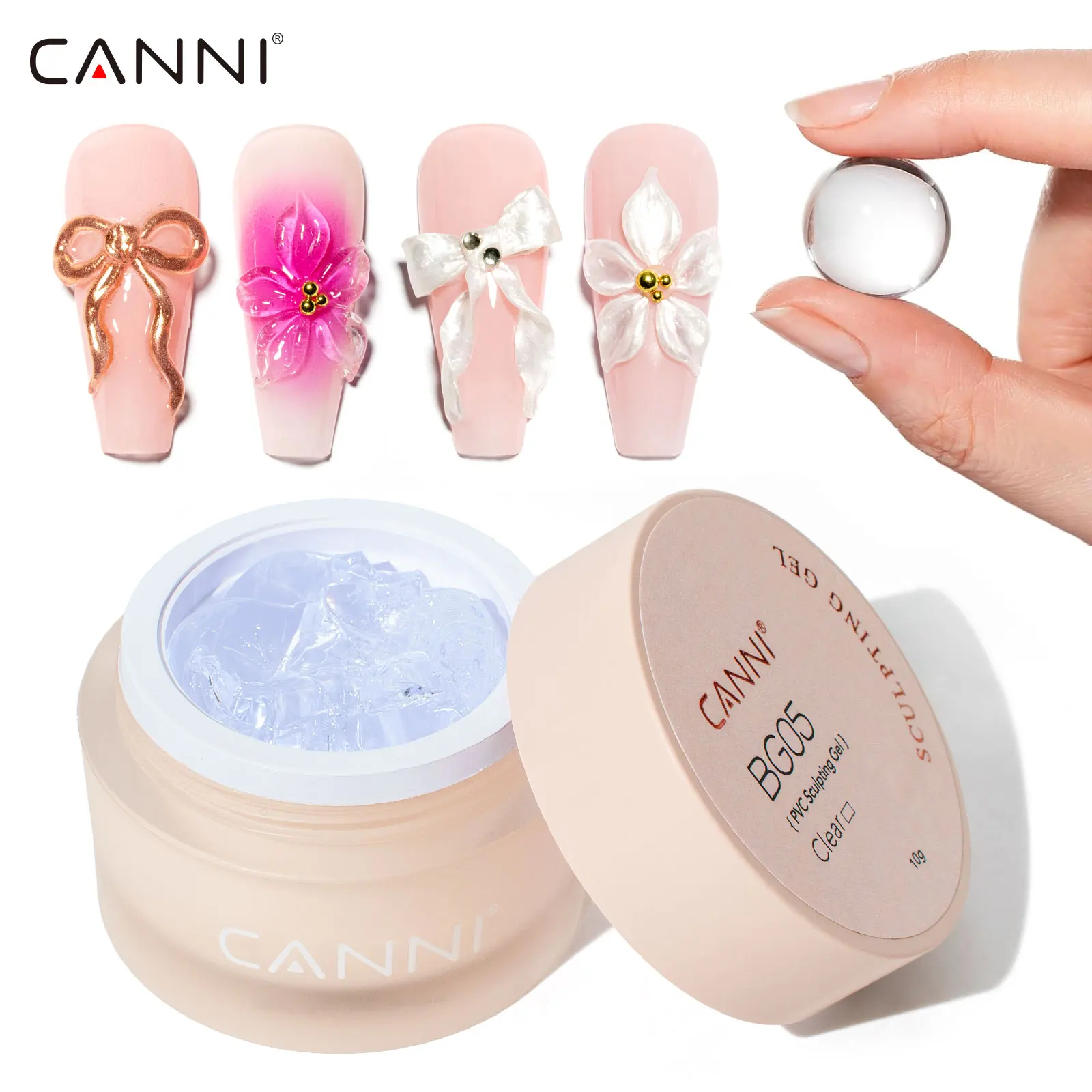 CANNI 3D PVC Modelling No Wipe Sculpting Gel Self Hand Shaping Gel Golden Silver French Nails Painting Gel Soak Off UV LED 10ml