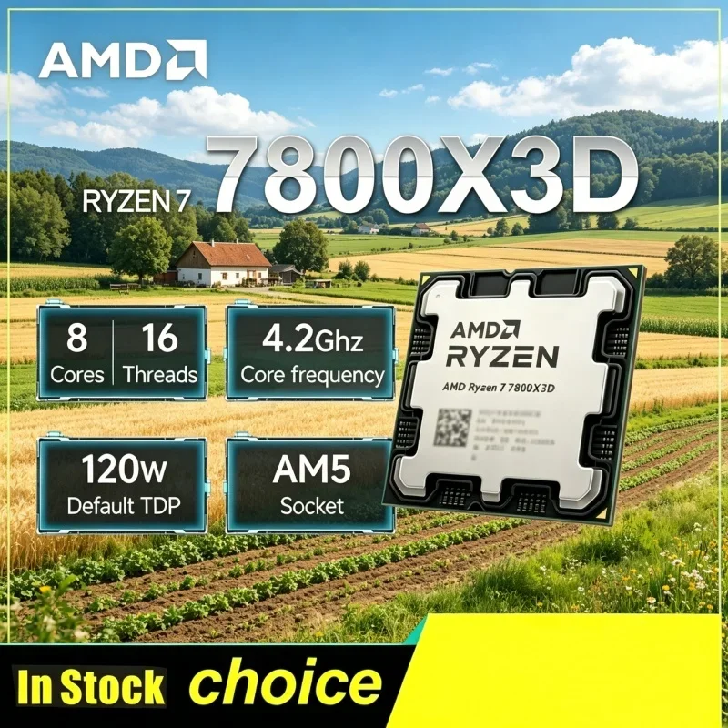 

Aureate AMD CPU Ryzen 7 7800X3D Mint R7 7800X3D 5.0 GHz 8-Core 16-Thread 5NM 96M 100-100000910 Socket AM5 Tray Without cooler