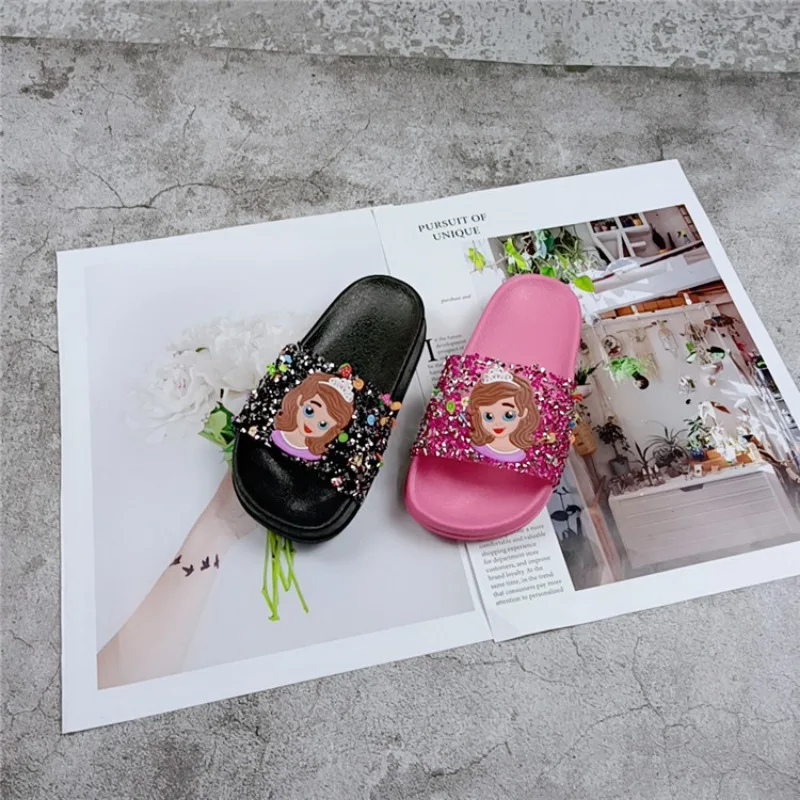 New Summer Children Sandals Kids Cartoon Elsa Toddler Boys Girls Soft Sole Shoes Anti-Slip Slippers Wearable in all seasons