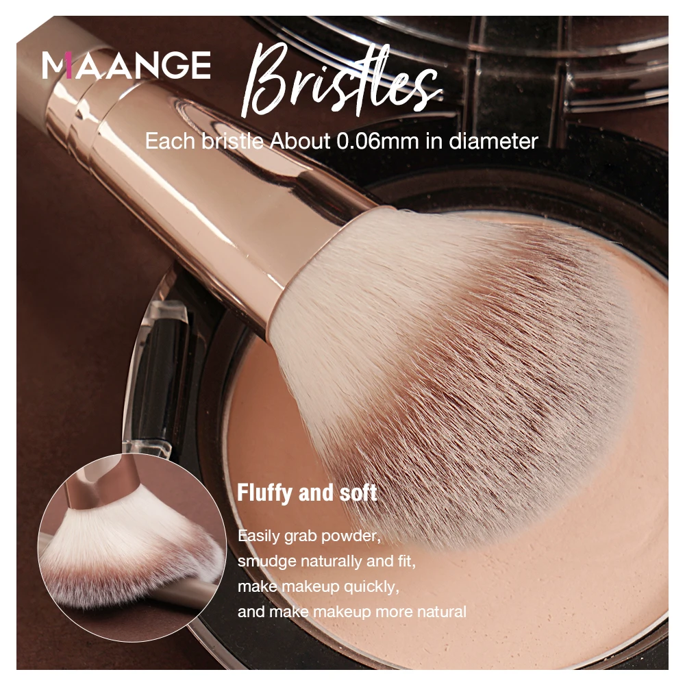 MAANGE 9Pcs Make Up Brush Set Blush On Brush Powder Makeup Brushes Gift for Mother Day and Wife, Beginner-Friendly Beauty Tool