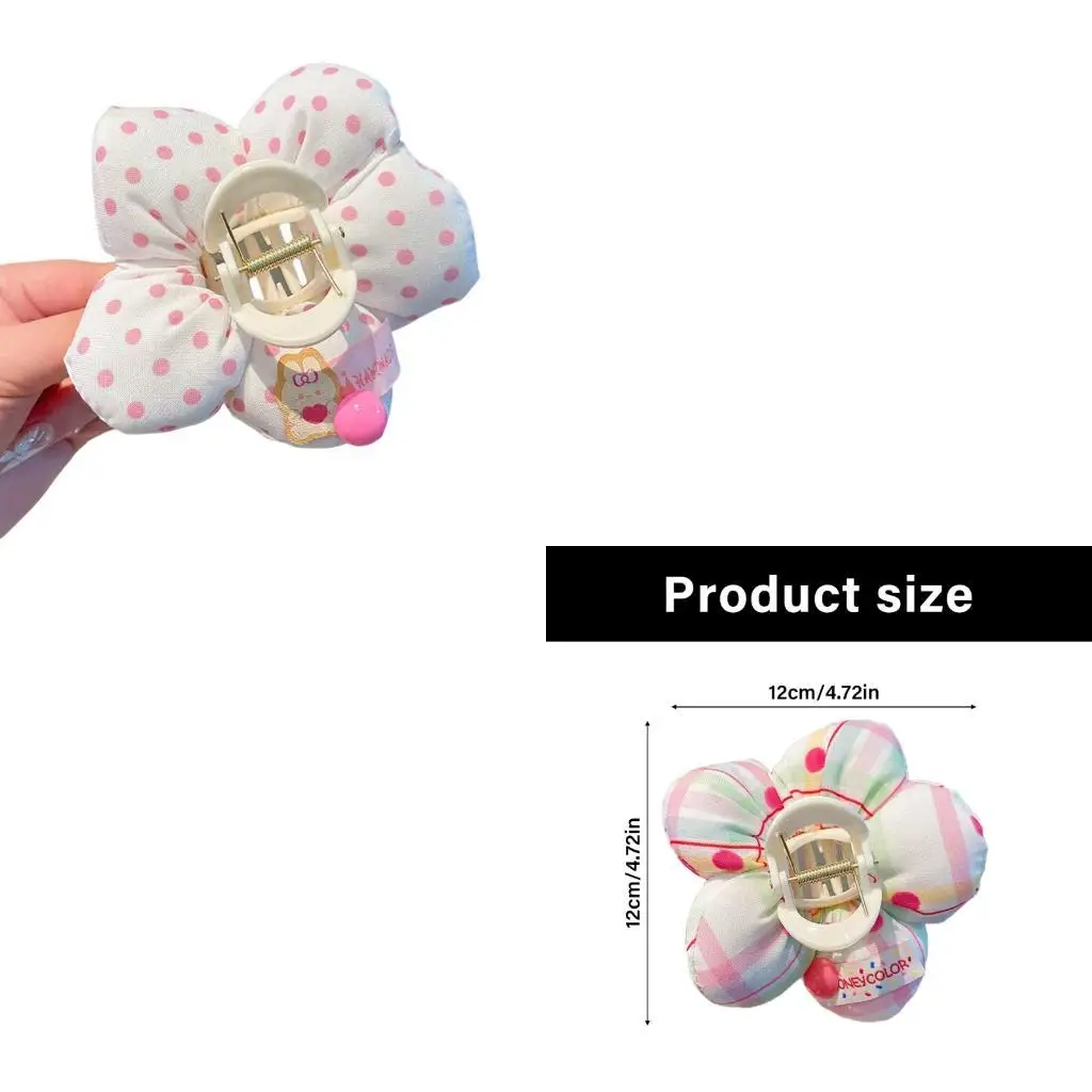 

652F Sweet Color Flower Hair Claw Clip Fabric Hair Styling Accessories NonSlip Hair Grip For Side Hair Women Girl Accessory