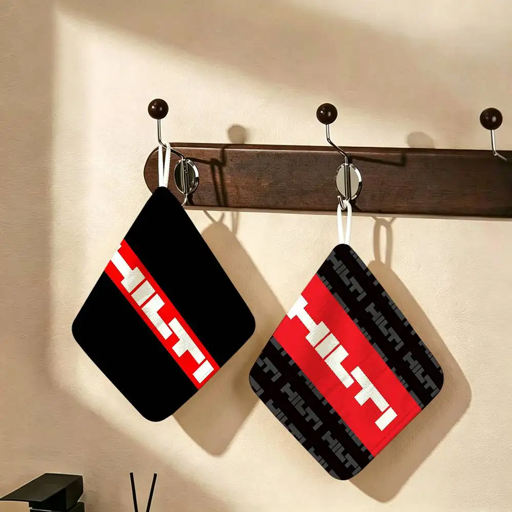 Fashion logo H-Hilti Hanging Polyester Cotton Towel, Reusable Hand Wiping Cloth, Wear Resistant for Home Kitchen Sink