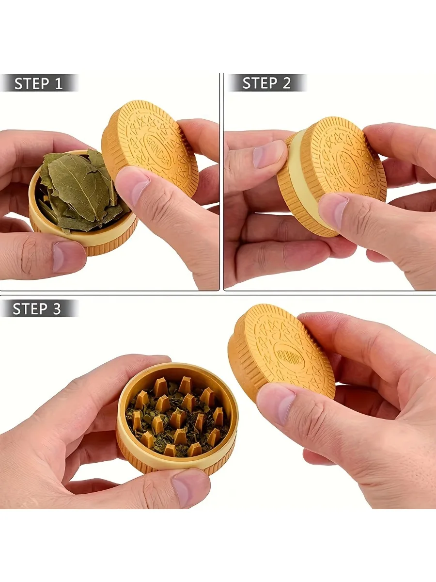 Moulin à épices vanille, broyage manuel puissant de 2.2 pouces, conception amusante en forme de biscuit, accessoires de broyeur portables en plastique de Protection