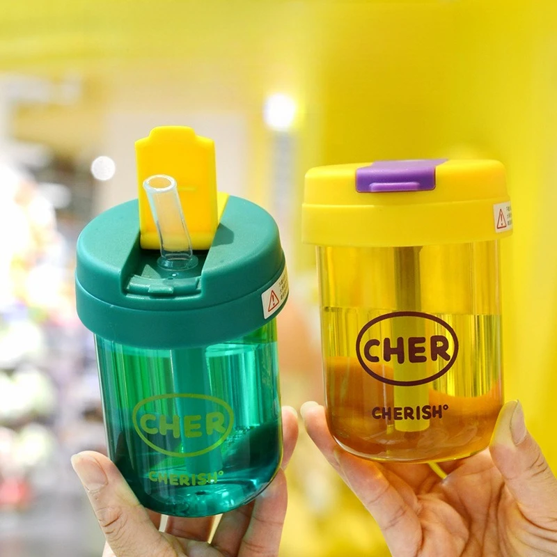 

300ml Eco-Friendly Portable Straw Water Bottle for Kids BPA-Free Portable School-Ready with Convenient Strap
