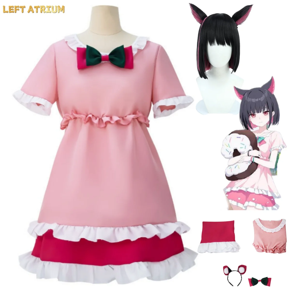 

Game Blue Archive Kyoyama Kazusa Cosplay Costume The Animation Pink Pajamas Skirt Wig Woman Sexy Cute Halloween Party Suit