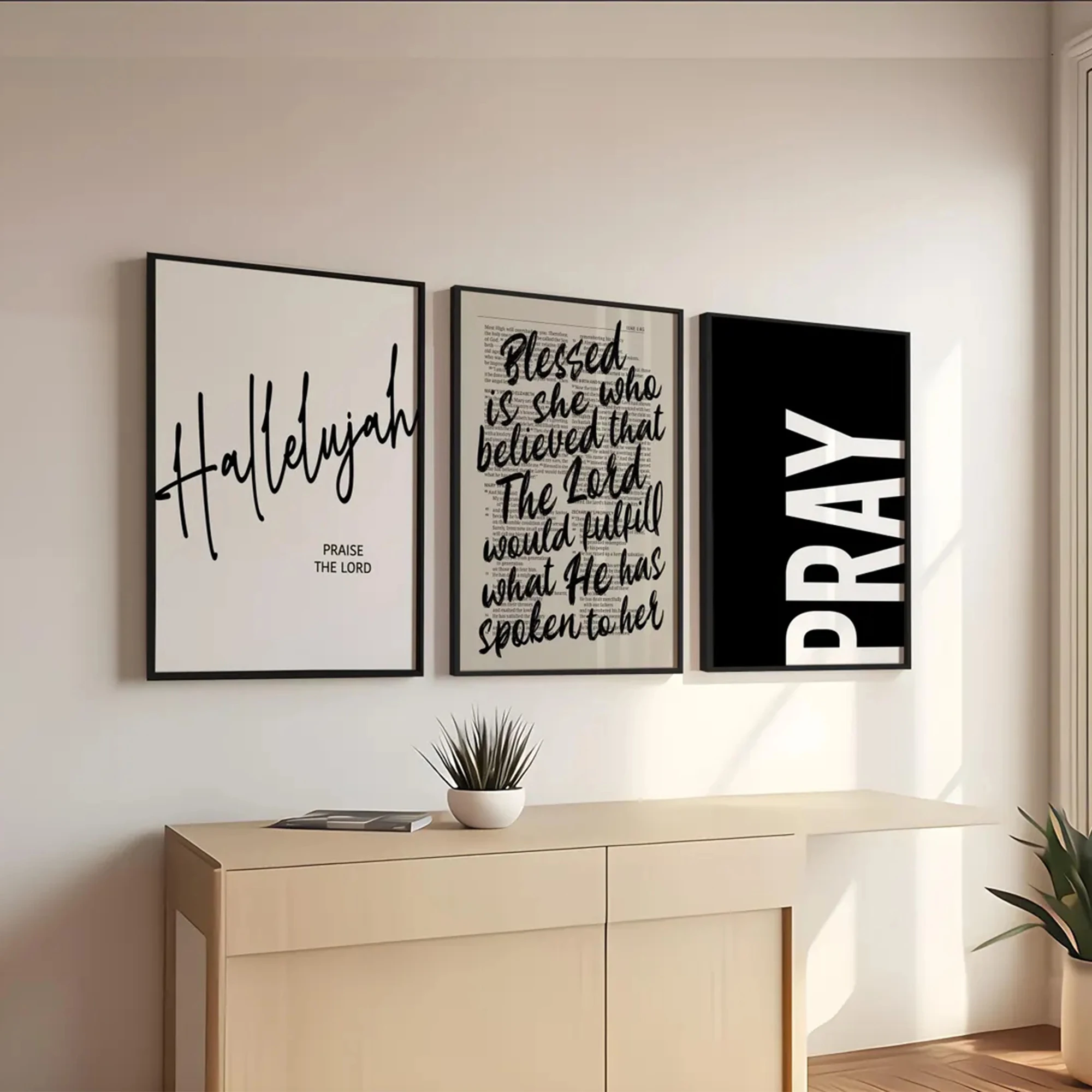 3pcs frameless Canvas Painting 3pcsModern Scripture Hallelujah Praise The Lord Wall Art Print Canvas Painting Poster Picture For