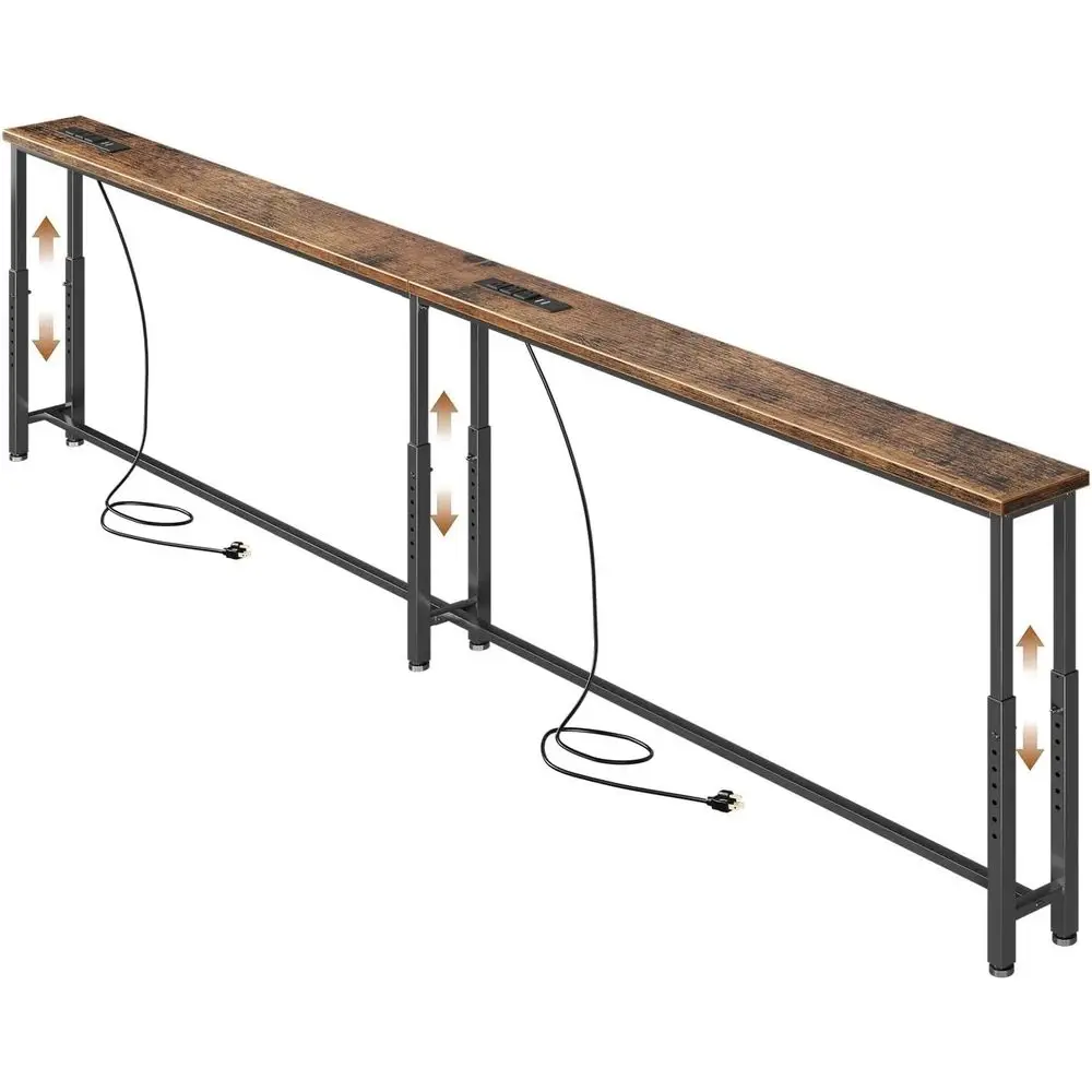 

78.7’’ Narrow ole Table with 26"–34" Height Adjustable, Behind Couch Table Skinny with 2 Power Outlets and USB Ports, Long Soa