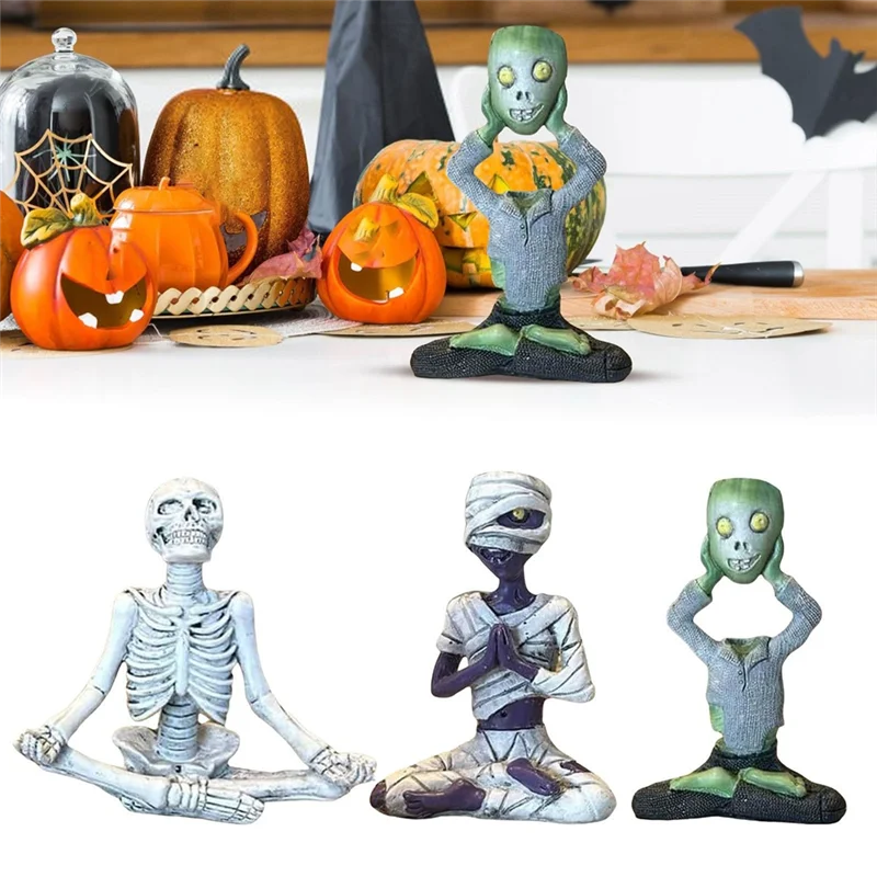Gran venta, maceta de esqueleto meditando, maceta de plantas de calavera, escultura decorativa de maceta de jardín para Halloween