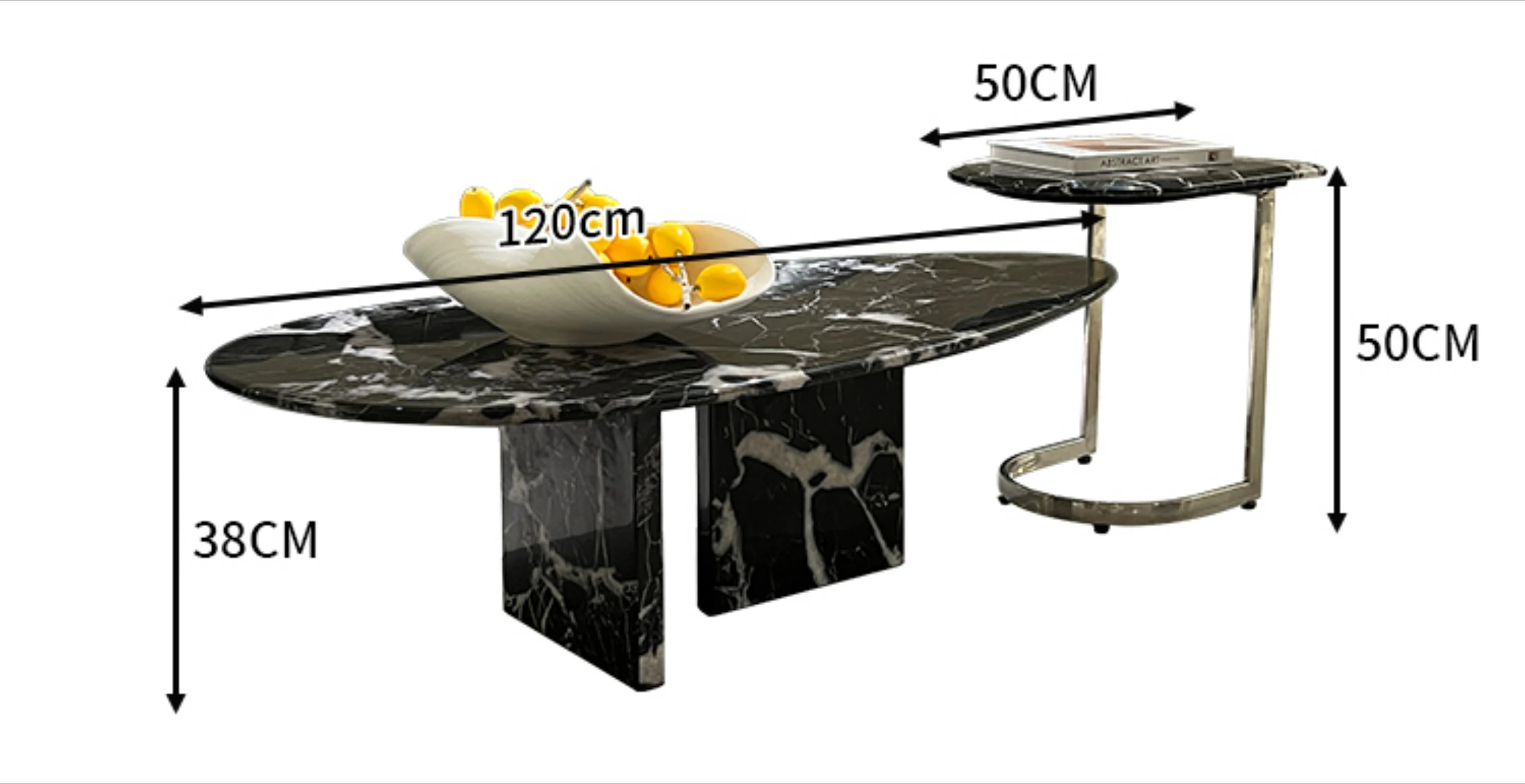 Marble pattern coffee table Bulgari black French creative special-shaped light luxury living room simple