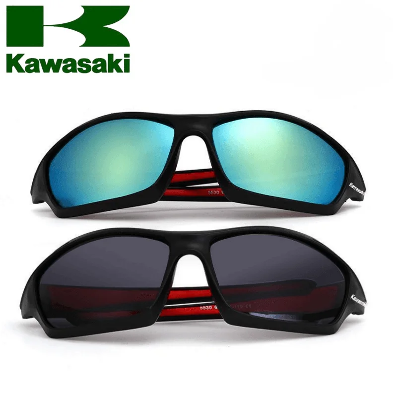 New Kawasaki Motorcycle Glasses Men\'s Driving Camping Hiking Fishing Polarized Sunglasses Outdoor Sports UV400 Bicycle Glasses