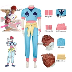 Anime Hisoka Cosplay Costume Phantom Troupe No.4 Wig Blue Uniform Man Woman Carnival Party Christmas Suit