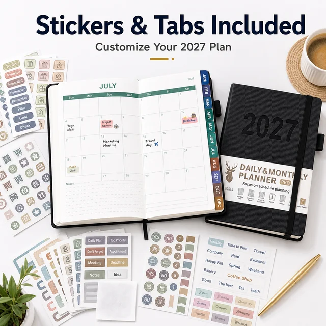 2027 Planning Notebook A5 English Planners Elastic Strap Designs Thicken Agenda Notepad Calendar Schedual 160 Sheets Page 320 5