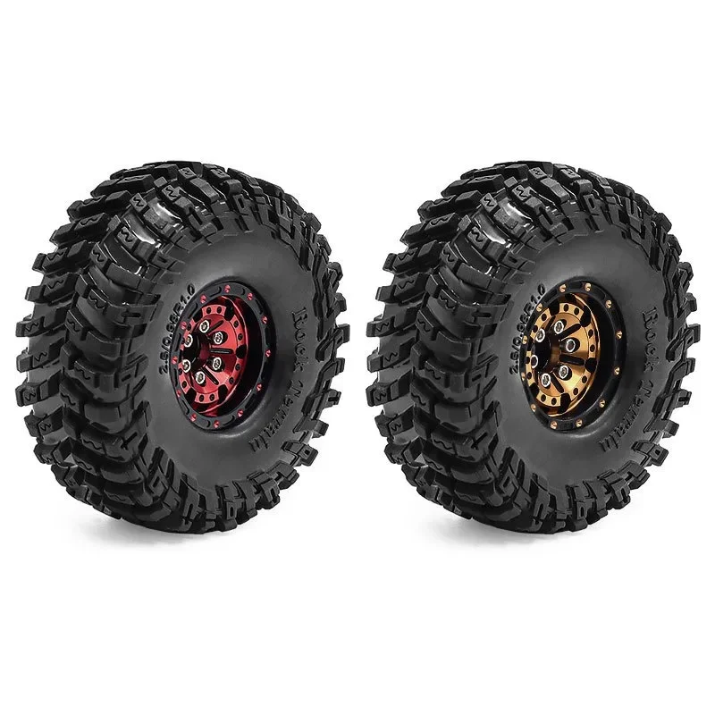 Black Coating Brass 1.0" Beadlock Wheel Tires Set for 1/18 RC Crawler Car Axial SCX24 AX24 TRX4M FCX24