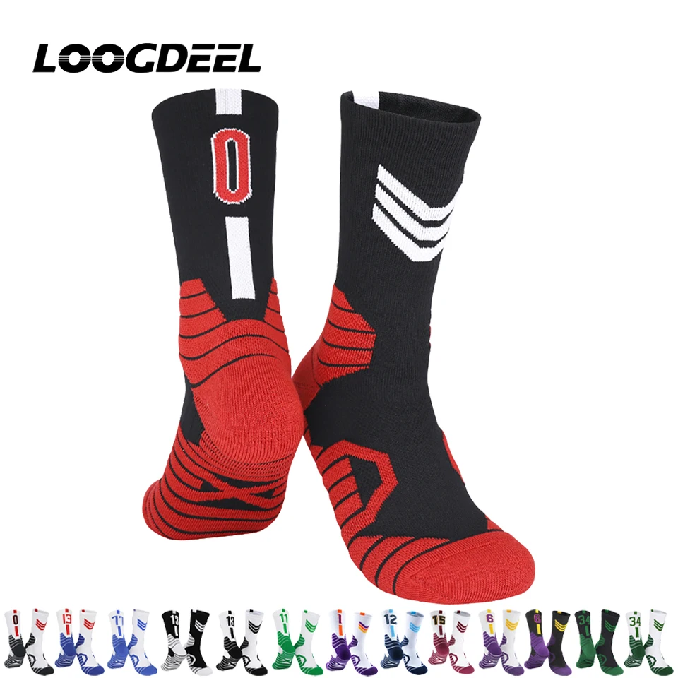 

Loogdeel 1 Pair Basketball Socks Thickened Terry Sole All-Star Number Socks Crew Training Sweat-absorbing Player Sports Socks