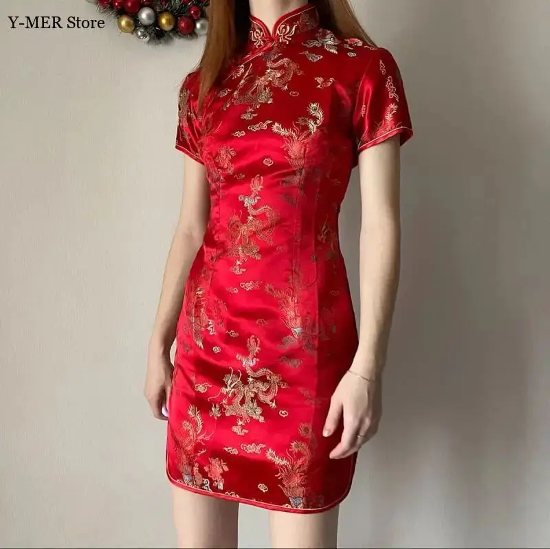 Plus Size 3XL 4XL 5XL 6XL Chinese Qipao Classic Women Satin Cheongsam Oriental Bride Wedding Dresses 2021 New Evening Party Gown