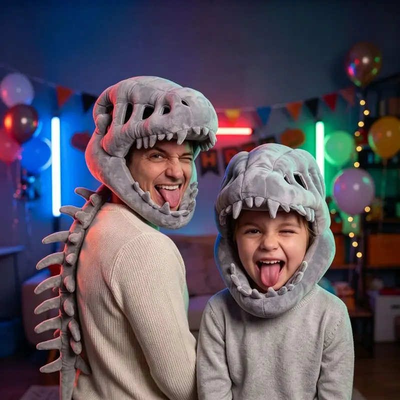 Hot In-Stock Dinosaur Plush Hat Cartoon Skeleton Headgear Halloween Costume Funny Soft Doll Celebrity Style Surprise Toy