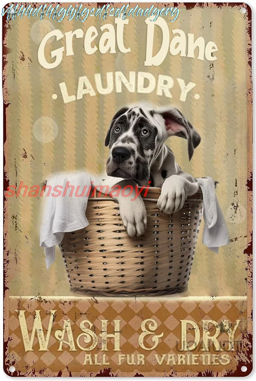 Retro Laundry Room Metal Tin Sign Great Dane Laundry Wash & Dry Poster Vintage Metal Plaque Wall Decor Gift For Bathroo HAI sign